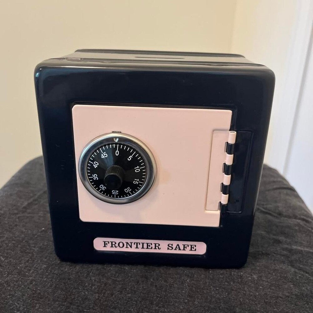 Black & white Frontier Safe with combination lock bank #safe #security